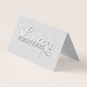 Modern White Glitter Visitekaartje