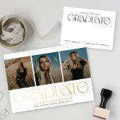 Modern White Gold 3 foto Afstuderen aankondiging