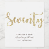 Modern White Gold 70th Birthday - persoonlijk Wijn Etiket (Enkel label)