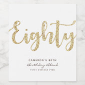 Modern White Gold 80th Birthday - persoonlijk Wijn Etiket (Enkel label)
