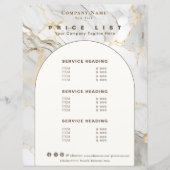 Modern White Gold Agate Beauty Service Price List (Voorkant)
