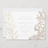 Modern White Gold Black Elegant Floral Wedding Kaart (Voorkant)