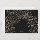 Modern White Gold Black Elegant Floral Wedding Kaart (Achterkant)