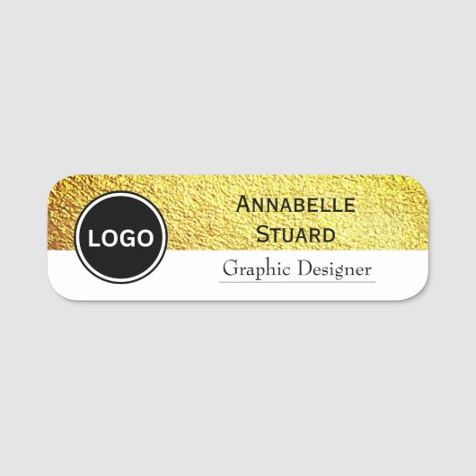 Modern White Gold Corporate Employee Naamplaatje (Voorkant)