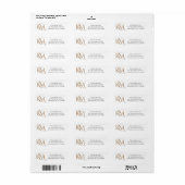 Modern White Gold Elegant Monogram Weddenschap Adr Etiket (Full Sheet)