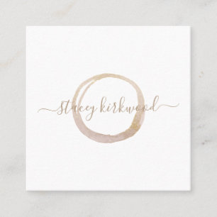 Modern White Gold Faux Glitter Circle Logo Vierkante Visitekaartje