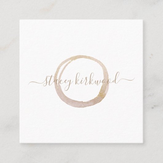 Modern White Gold Faux Glitter Circle Logo Vierkante Visitekaartje (Voorkant)