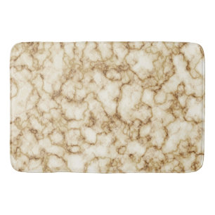 Modern White Gold Faux Marble Bath Mat