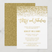 Modern White Gold Glitter 30 Fabulous Birthday Kaart (Voorkant / Achterkant)