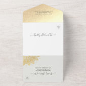 Modern White Gold Mandala Flower Chic Wedding RSVP All In One Uitnodiging (Buitenkant)