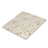 Modern White Gold Marble Abstract Tegeltje (Zijkant)