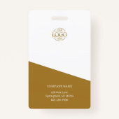 Modern White Gold Medewerker Foto & Bedrijf Logo Badge (Achterkant)