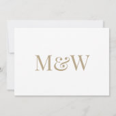Modern White Gold Monogram Weddenschap Kaart (Achterkant)