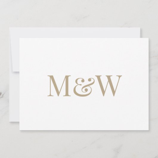 Modern White Gold Monogram Weddenschap Kaart (Achterkant)