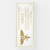 Modern White Gold Nursing School RN Afstuderen Spandoek (Verticaal)