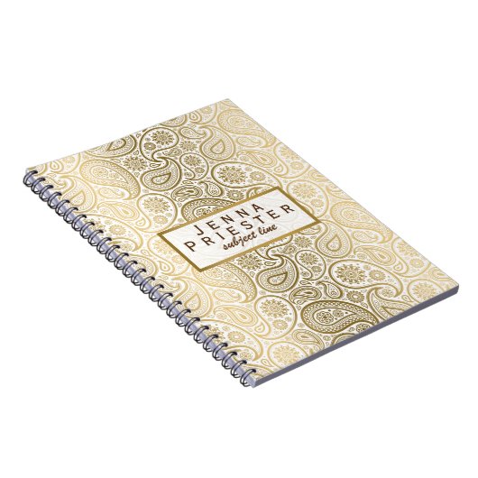 Modern White & Gold  Paisley Pattern Notitieboek (Rechterzijde)