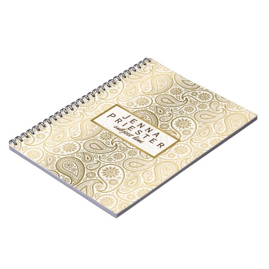 Modern White & Gold  Paisley Pattern Notitieboek (Linkerzijde)
