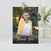 Modern White Gold Photo Afstuderen Bedankkaart (Staand voorkant)