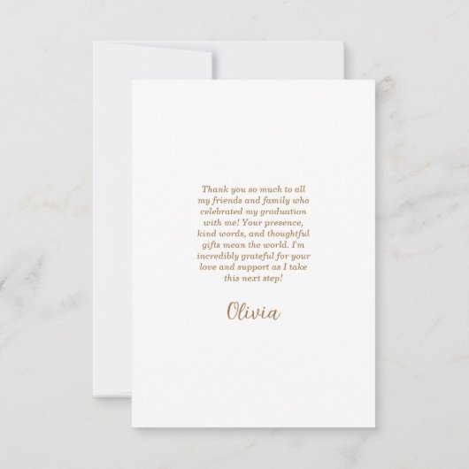 Modern White Gold Photo Afstuderen Bedankkaart (Achterkant)