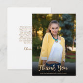 Modern White Gold Photo Afstuderen Bedankkaart (Voorkant / Achterkant)