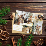 Modern White Gold Photo Collage Merry Kerstmis Folie Feestdagenkaart<br><div class="desc">Moderne witte en gouden kerstkaart op maat gemaakt met een foto-collage van je familie. Vrolijk kerstfeest in elegante letters. Uw familienaam omringd door foto's. Goudfolie op een witte achtergrond.</div>