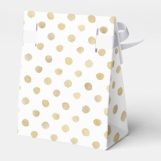 Modern White & Gold Polka Dots Wedding Bedankdoosjes (Achterkant)