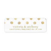 Modern White & Gold Polka Dots Wedding Etiket (Voorkant)
