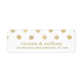Modern White & Gold Polka Dots Wedding Etiket