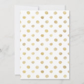 Modern White & Gold Polka Dots Wedding Kaart (Achterkant)
