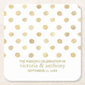 Modern White & Gold Polka Dots Wedding Kartonnen Onderzetters (Voorkant)