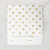 Modern White & Gold Polka Dots Wedding Plaatskaartje (Buitenkant ongevouwen)