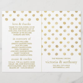 Modern White & Gold Polka Dots Wedding Programme