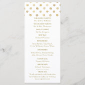 Modern White & Gold Polka Dots Wedding Programme Programmakaart (Achterkant)