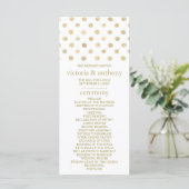 Modern White & Gold Polka Dots Wedding Programme Programmakaart (Staand voorkant)