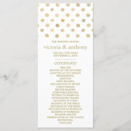 Modern White & Gold Polka Dots Wedding Programme Programmakaart