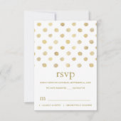 Modern White & Gold Polka Dots Wedding RSVP Kaartje (Voorkant)