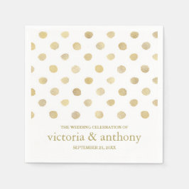 Modern White & Gold Polka Dots Wedding Servetten