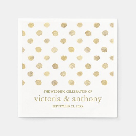 Modern White & Gold Polka Dots Wedding Servetten (Voorkant)
