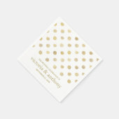 Modern White & Gold Polka Dots Wedding Servetten (Hoek)