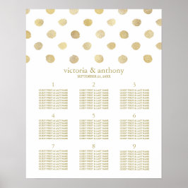 Modern White & Gold Polka Dots Wedding Table Plan Poster