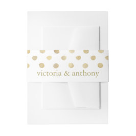 Modern White & Gold Polka Dots Wedding Uitnodigingen Wikkel