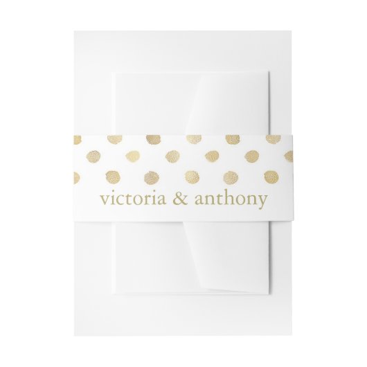 Modern White & Gold Polka Dots Wedding Uitnodigingen Wikkel (Voorkant Voorbeeld)