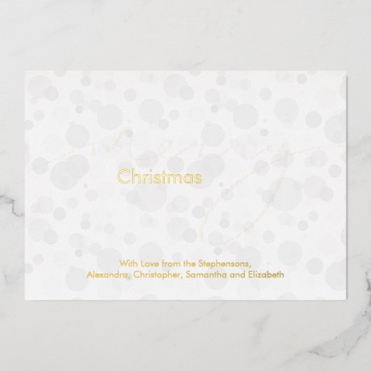 Modern White Gold Script Bokeh Merry Kerstmis Folie Uitnodiging (Voorkant)