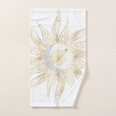 Modern White Gold Sun Moon Planet Universe Mandala Bad Handdoek (Handdoek)