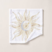 Modern White Gold Sun Moon Planet Universe Mandala Bad Handdoek (Wasdoekje)