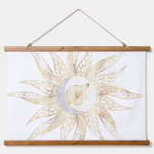 Modern White Gold Sun Moon Planet Universe Mandala Hangend Wandkleed (Voorkant)