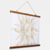 Modern White Gold Sun Moon Planet Universe Mandala Hangend Wandkleed (Gebogen)