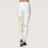 Modern White Gold Sun Moon Planet Universe Mandala Leggings (Achterkant)
