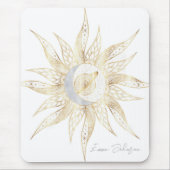 Modern White Gold Sun Moon Planet Universe Mandala Muismat (Voorkant)