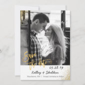 Modern White & Gold Wedding Save the Date Photo (Voorkant)